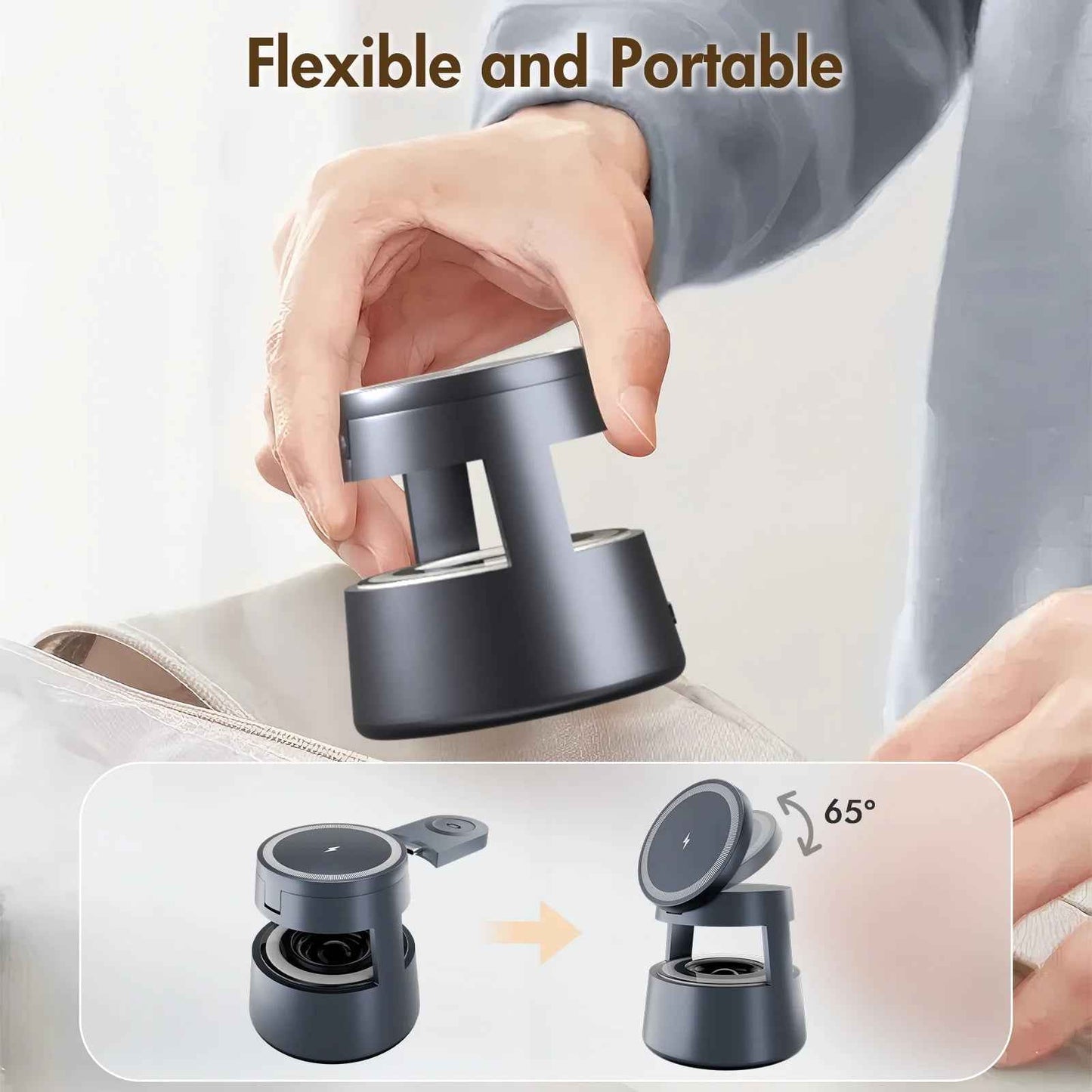 5 in 1 Wireless Charging Station, 15W Fast Charging Wireless Charger for Iphone Airpods Iwatch with Magsafe,Bluetooth Speakers,Mushroom Light Compatible with Iphone 8 and above Series