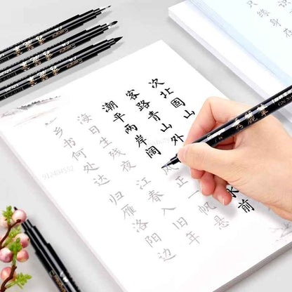 4Pcs/Set Calligraphy Pen Hand Lettering Art Pens Brush Ink Lettering Pens Markers for Writing Drawing Black Ink Pens Art Marker