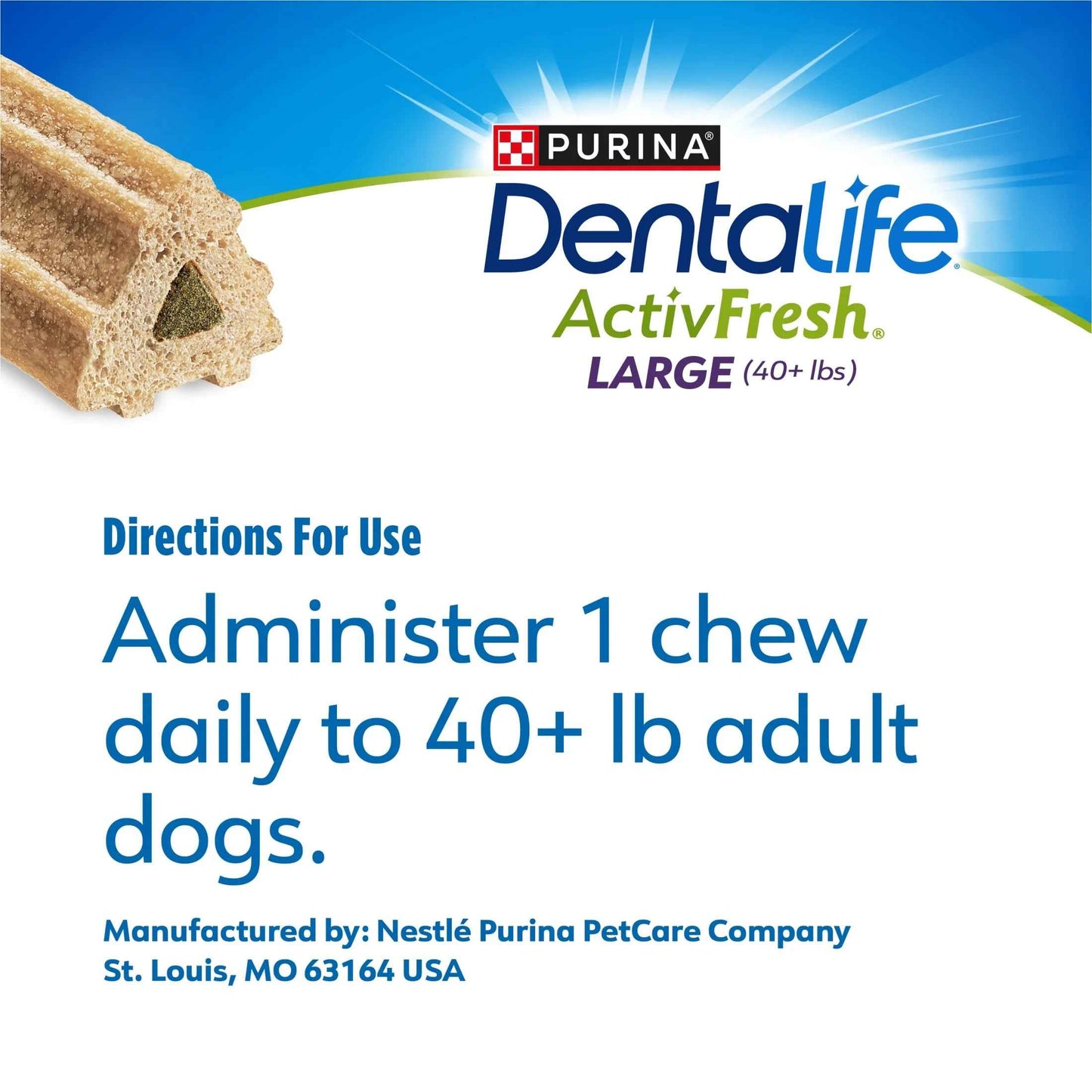 Purina  Activfresh Chicken Flavor Large Breed Adult Dog Dental Chews – 24.1 Oz Pouch (21 Ct)