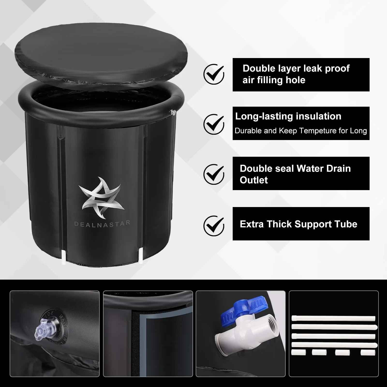 Portable Ice Bath Tub, 88 Gal Cold Plunge for Athletes - Durable Inflatable Design, Indoor/Outdoor Use