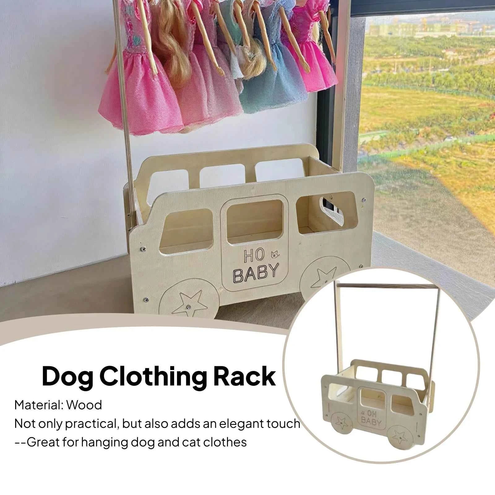 Pet Clothes Rack Multifunctional Wooden Simple Baby Shower Basket Pet Hanger Dog Wardrobe for Living Room Shoes Entryway Hats