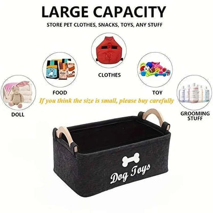 1pc Foldable Square Pet Storage Box with Sturdy Handles - Spacious Suitable for a Pet Organizer Basket, Easy-Clean Felt Design ﻿