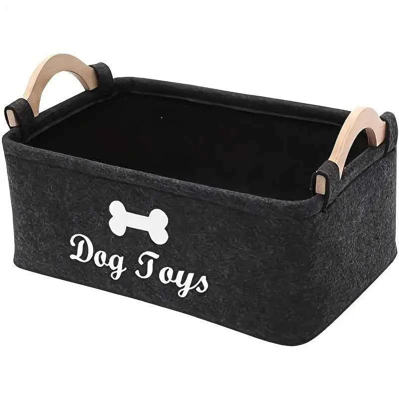 1pc Foldable Square Pet Storage Box with Sturdy Handles - Spacious Suitable for a Pet Organizer Basket, Easy-Clean Felt Design ﻿