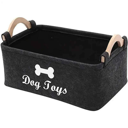 1pc Foldable Square Pet Storage Box with Sturdy Handles - Spacious Suitable for a Pet Organizer Basket, Easy-Clean Felt Design ﻿