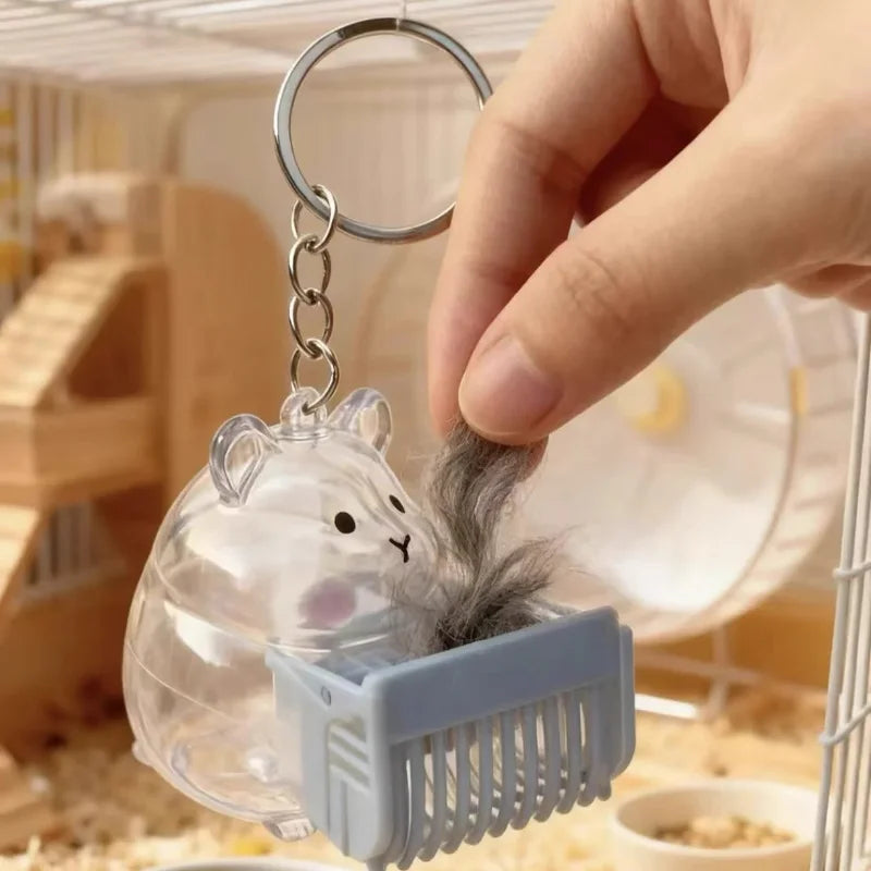 Hamster Fur Storage Keychain Cute Pet Shaped