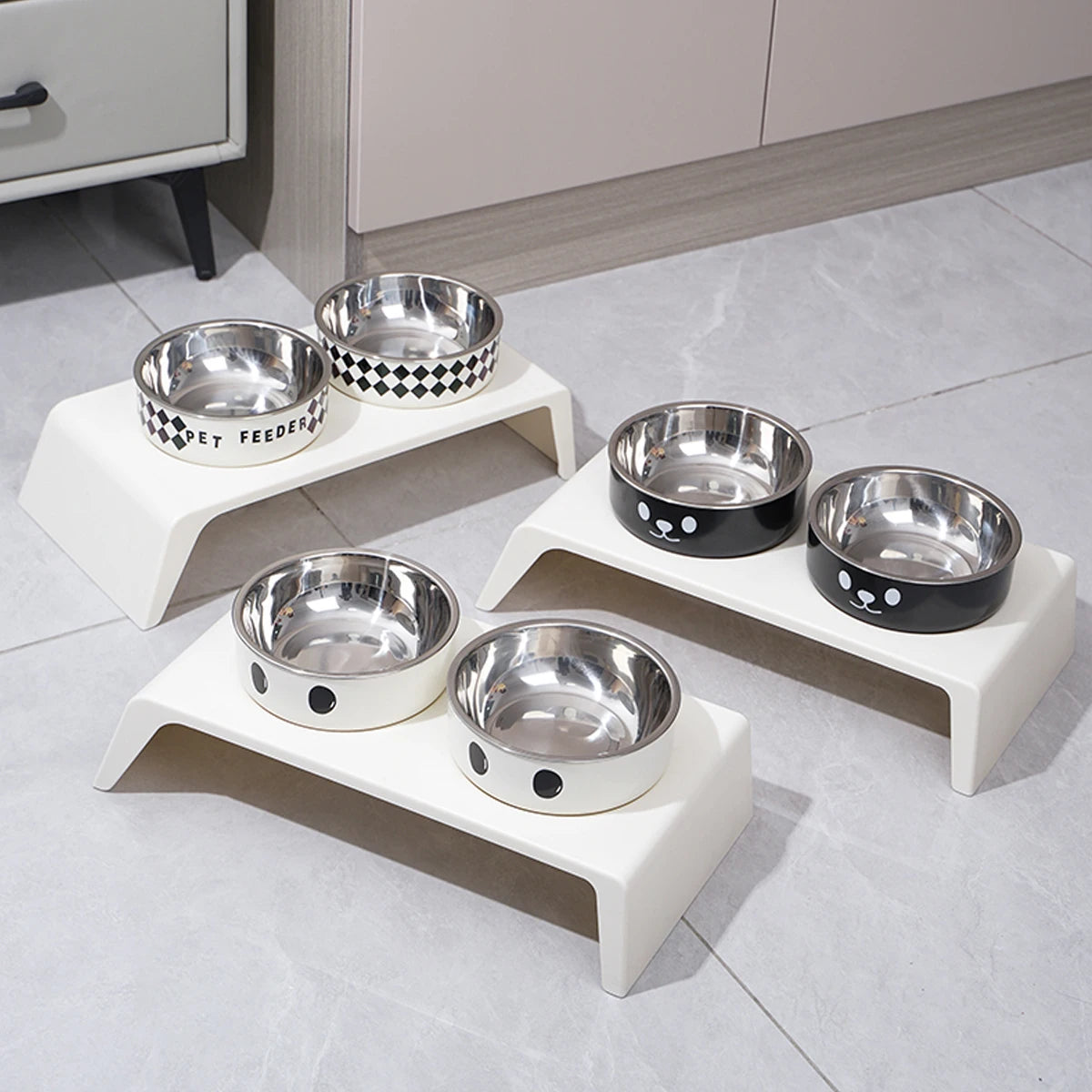 Raised Stand with Double Stainless Steel Bowls