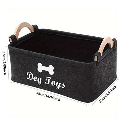 1pc Foldable Square Pet Storage Box with Sturdy Handles - Spacious Suitable for a Pet Organizer Basket, Easy-Clean Felt Design ﻿