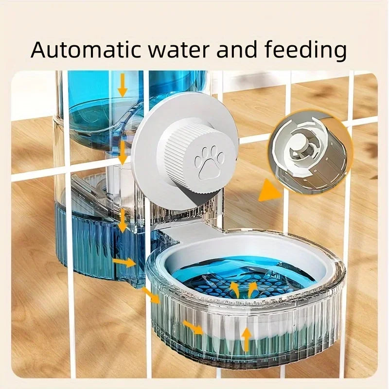 Pet Hanging Water Dispenser & Feeder Bowl