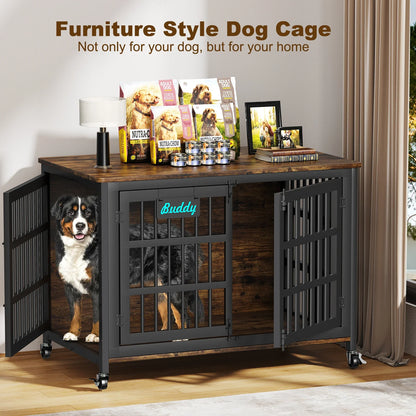 Dog Crate Furniture with Casters