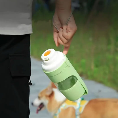 Foldable 2-in-1 Pet Outdoor Drinking Food Feeder Bottle