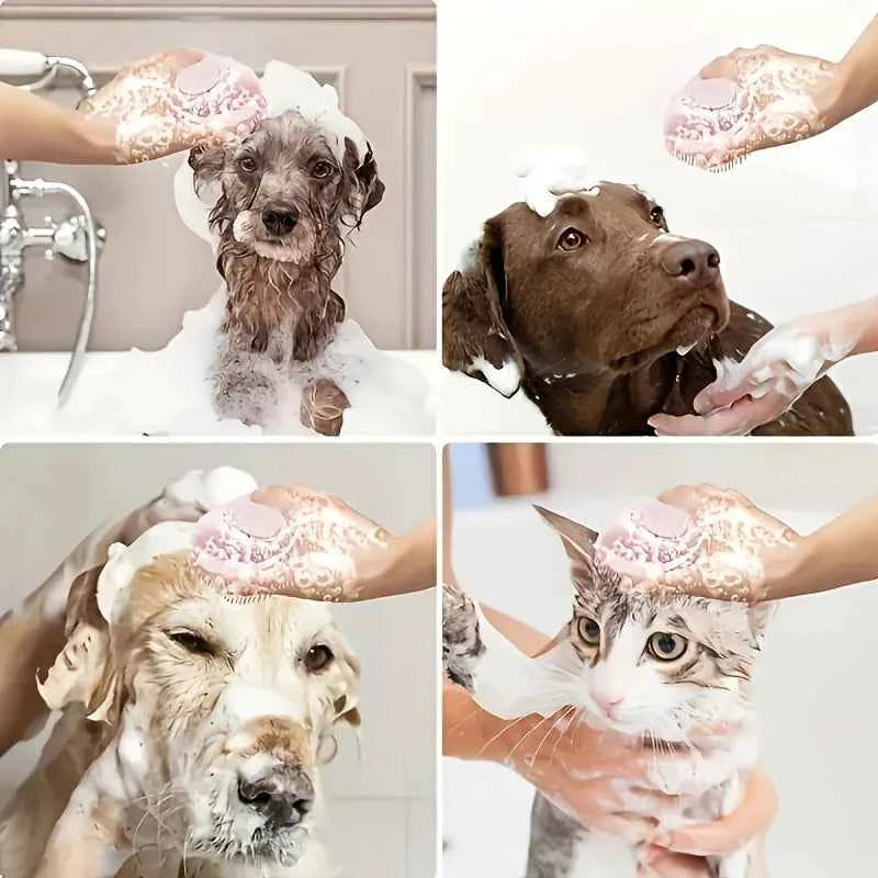 Silicone Dog Bath Massage Gloves Brush.