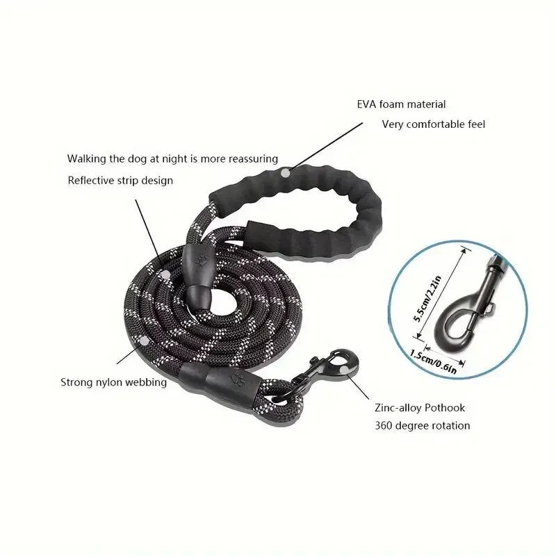 Reflective Dog Leash With Padded Handle