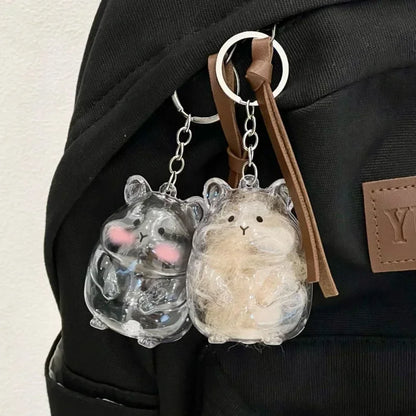 Hamster Fur Storage Keychain Cute Pet Shaped