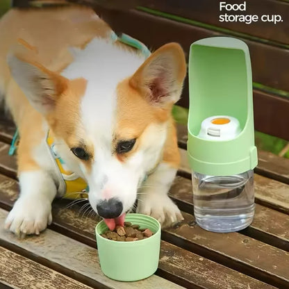 Foldable 2-in-1 Pet Outdoor Drinking Food Feeder Bottle