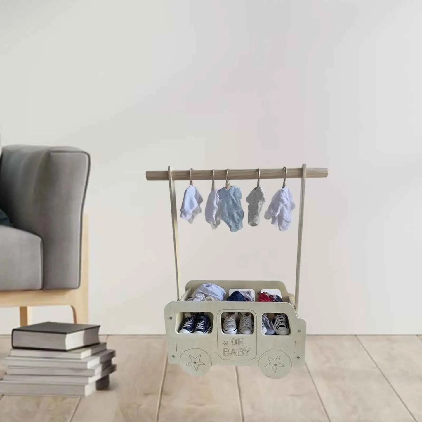 Pet Clothes Rack Multifunctional Wooden Simple Baby Shower Basket Pet Hanger Dog Wardrobe for Living Room Shoes Entryway Hats