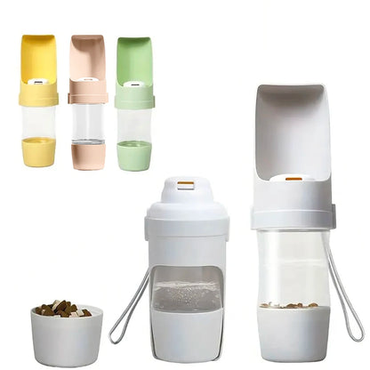 Foldable 2-in-1 Pet Outdoor Drinking Food Feeder Bottle