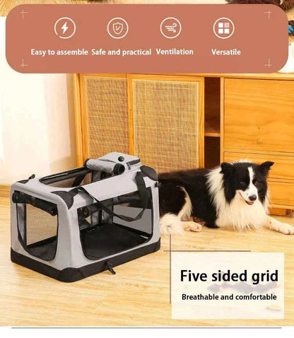 Soft Dog Crates Kennel for Pets 3 Door Soft Sided Folding Travel Pet Car Carrier with Straps and Mat for Dogs, Cats, Rabbits