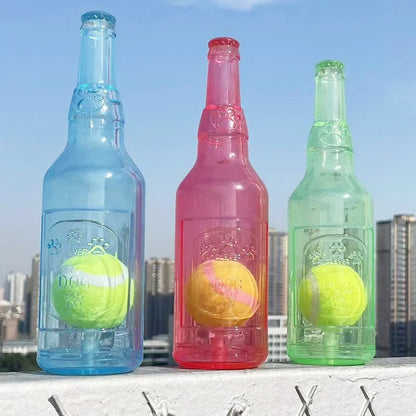 Squeaky Silicone Beer Bottle with Tennis Ball