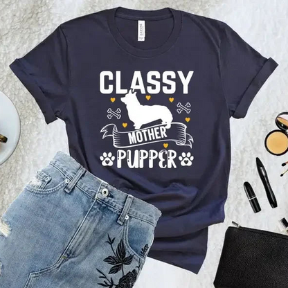 Classy Mother Pupper Dog Lover Paw Print T-Shirt