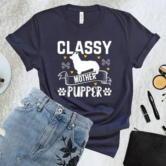 Classy Mother Pupper Dog Lover Paw Print T-Shirt