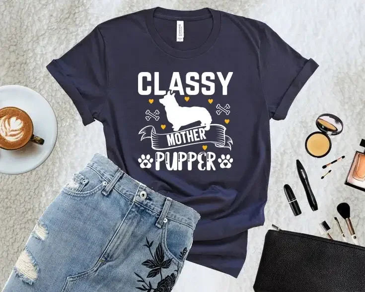 Classy Mother Pupper Dog Lover Paw Print T-Shirt