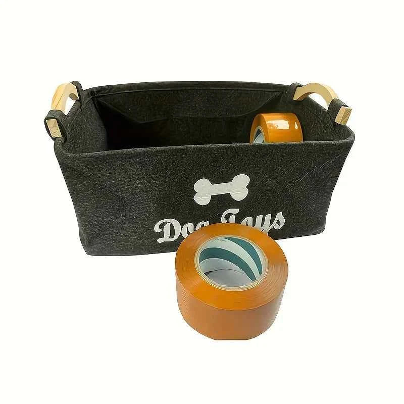 1pc Foldable Square Pet Storage Box with Sturdy Handles - Spacious Suitable for a Pet Organizer Basket, Easy-Clean Felt Design ﻿