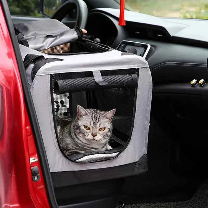 Soft Dog Crates Kennel for Pets 3 Door Soft Sided Folding Travel Pet Car Carrier with Straps and Mat for Dogs, Cats, Rabbits