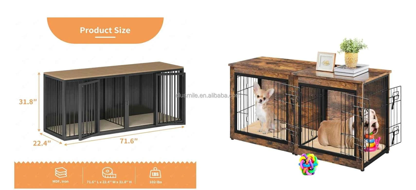 Customizable Wooden Pet Carrier Furniture Furniture Style Dog Crate End Table Hidden Box Furniture