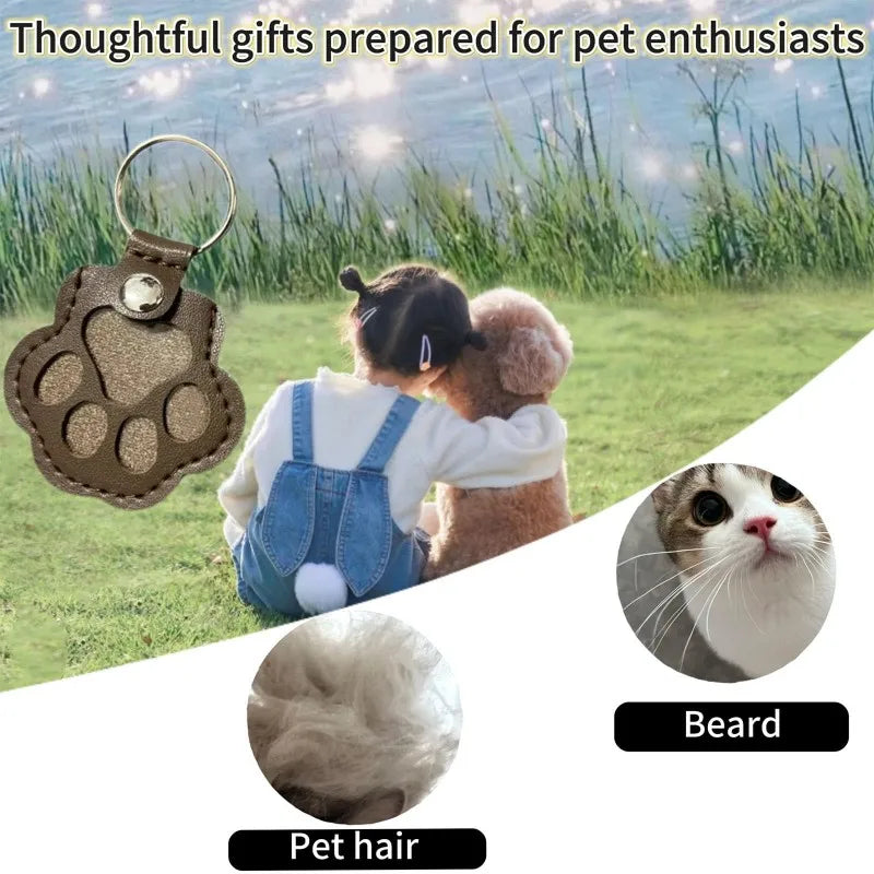 PU Leather Pet Hair Memorial Keychain