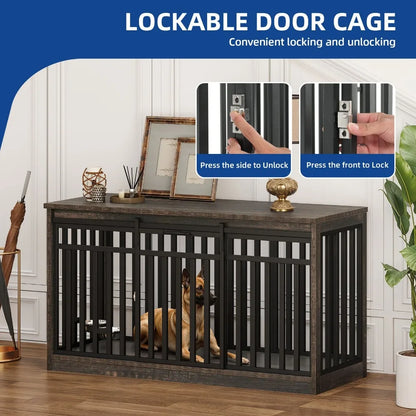 Heavy Metal Kennel with Sliding Door