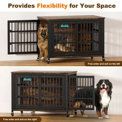 Dog Crate Furniture with Casters