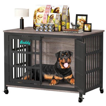 Dog Crate Furniture with Casters