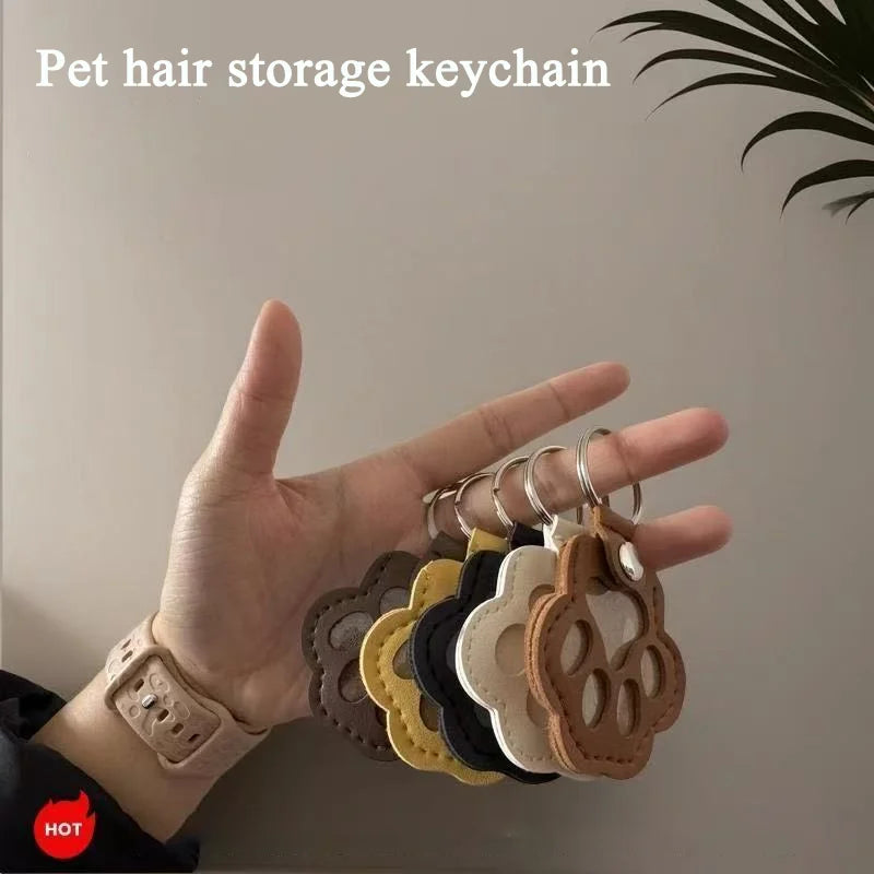 PU Leather Pet Hair Memorial Keychain