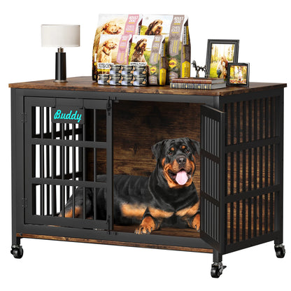 Dog Crate Furniture with Casters