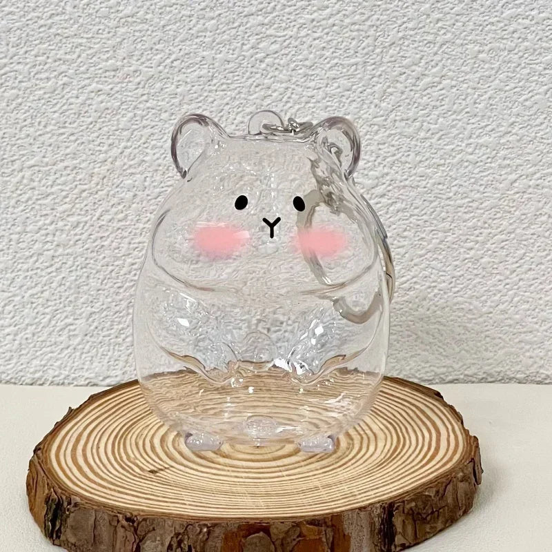 Hamster Fur Storage Keychain Cute Pet Shaped
