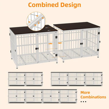 Furniture Style Dog Crate White Pet Kennel Black Cage