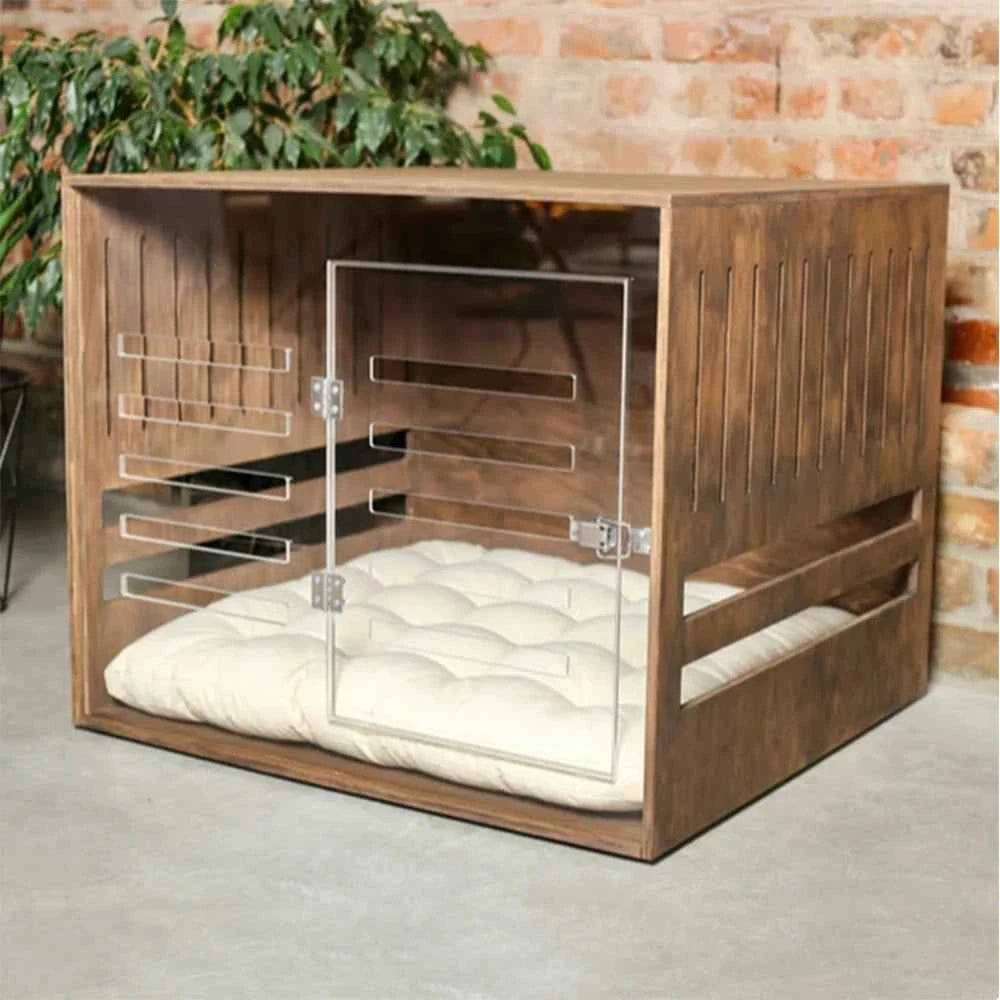 Heavy Duty Dog Crate Furniture Solid Wood Puppy Pet Cages Crates for Large Dogs Modern Indoor Wooden Dog Crate Kennel House