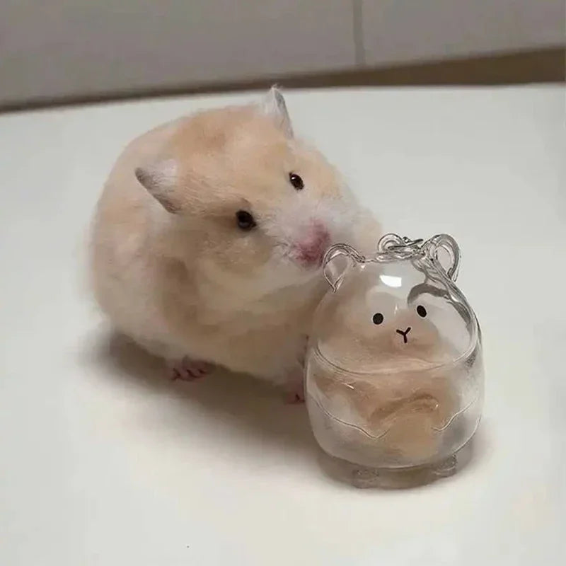 Hamster Fur Storage Keychain Cute Pet Shaped