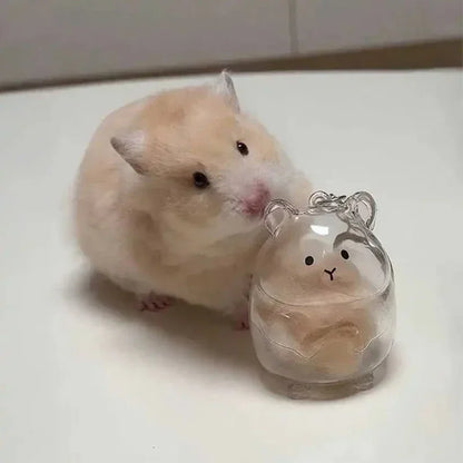 Hamster Fur Storage Keychain Cute Pet Shaped