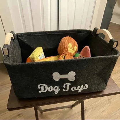 1pc Foldable Square Pet Storage Box with Sturdy Handles - Spacious Suitable for a Pet Organizer Basket, Easy-Clean Felt Design ﻿