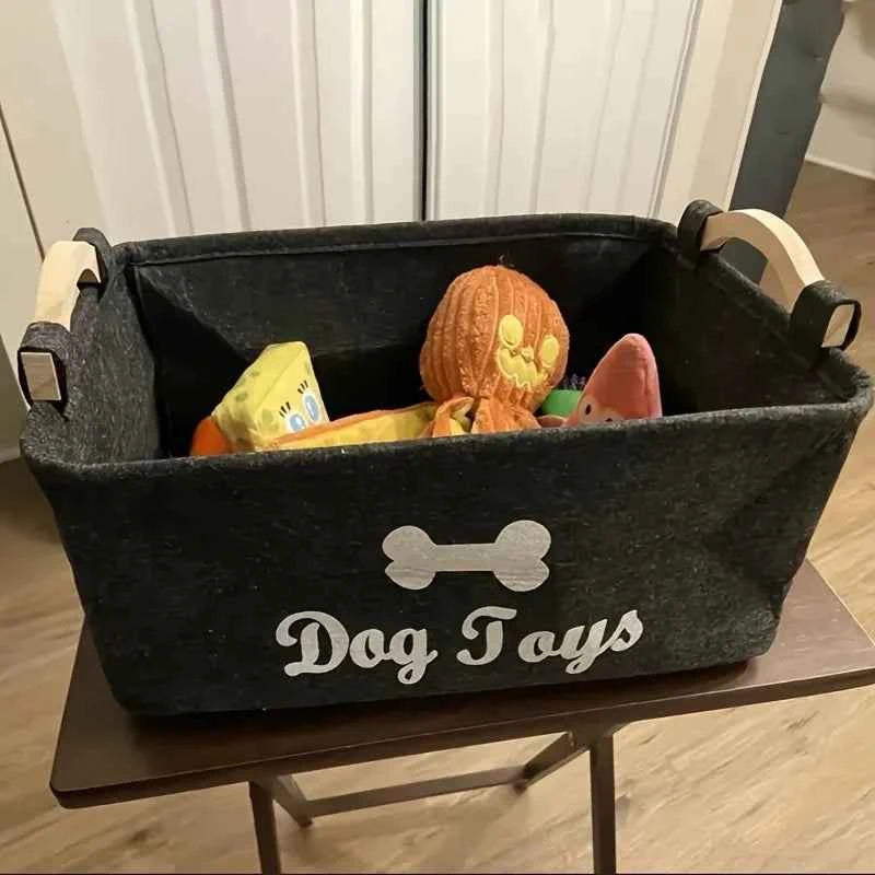 1pc Foldable Square Pet Storage Box with Sturdy Handles - Spacious Suitable for a Pet Organizer Basket, Easy-Clean Felt Design ﻿