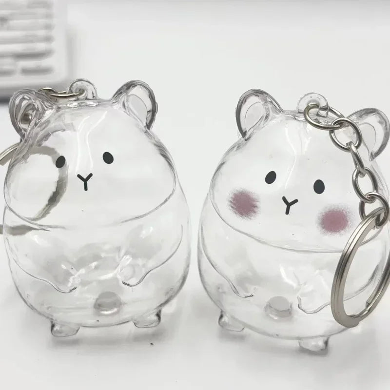 Hamster Fur Storage Keychain Cute Pet Shaped