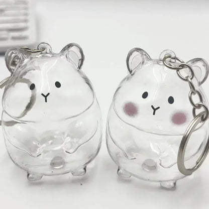 Hamster Fur Storage Keychain Cute Pet Shaped