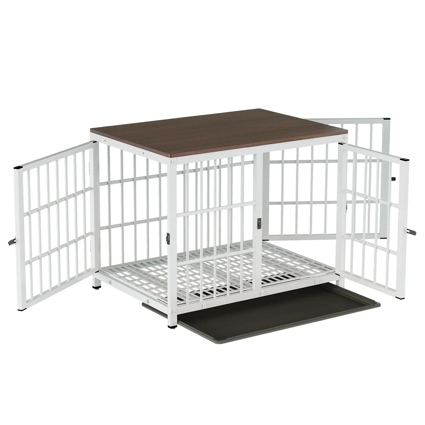 Furniture Style Dog Crate White Pet Kennel Black Cage