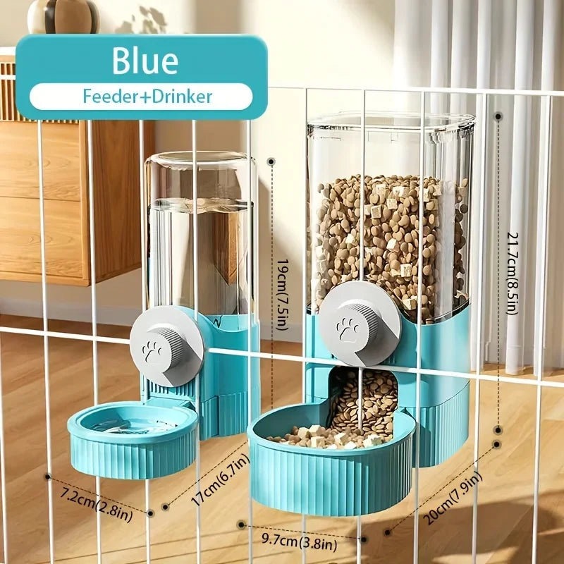 Pet Hanging Water Dispenser & Feeder Bowl
