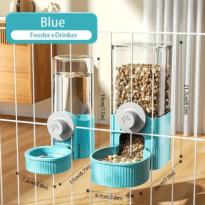 Pet Hanging Water Dispenser & Feeder Bowl