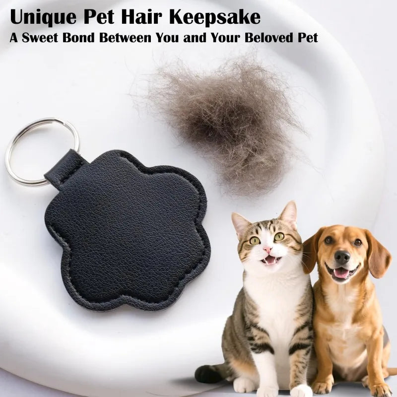 PU Leather Pet Hair Memorial Keychain