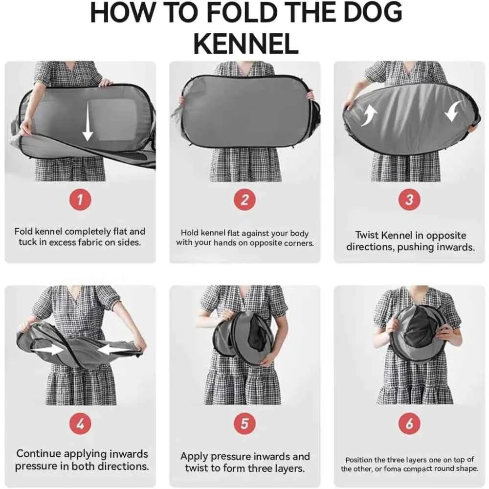 Foldable kennel portable dog box, pop-up indoor/outdoor pet cage, and car seat travel bed suitable for large dogs