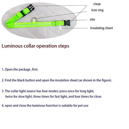 Nylon LED Luminous Fluorescent Pet Dog Collar