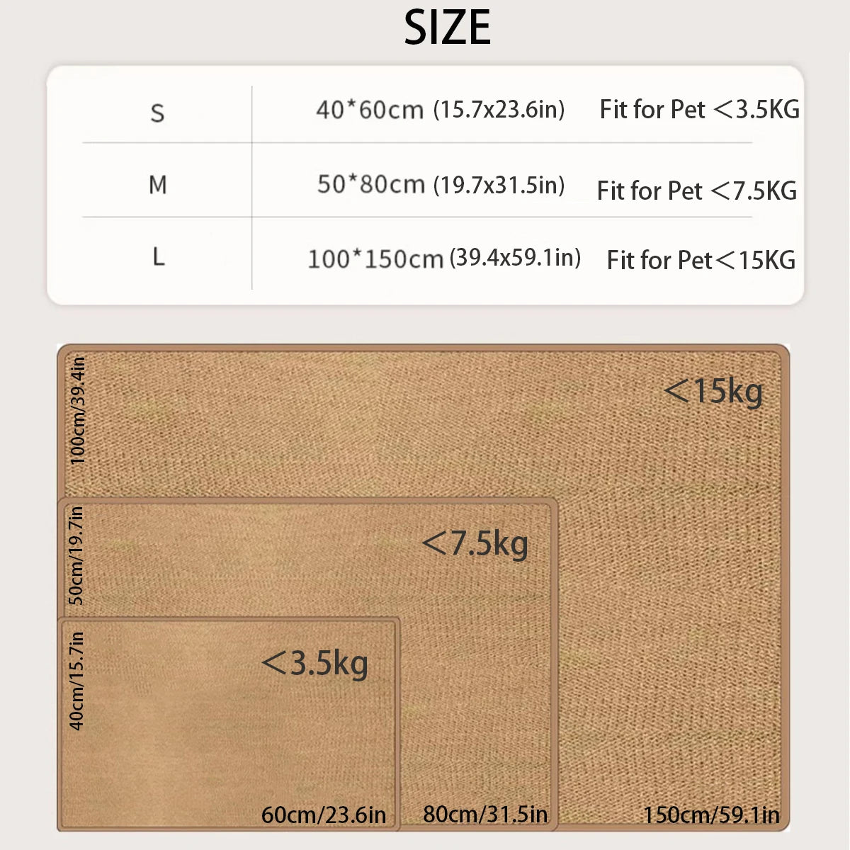 Large Cat Non-Slip Pet Scratching Bed Carpet Mat